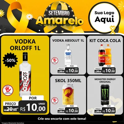 Modelo de Rede Social para Feed Facebook com o tema Setembro Amarelo para Distribuidora de bebidas