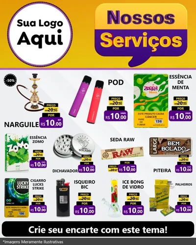 Modelo de Rede Social para Feed Instagram com o tema Nossos Serviços para Tabacaria