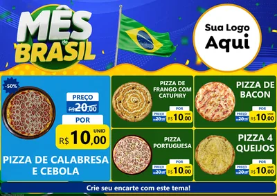 Modelo de Encarte para Encarte A4 Horizontal com o tema Mês do Brasil para Pizzaria