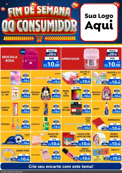 Modelo de Encarte para Encarte A4 Vertical com o tema Fim de Semana do Consumidor para Papelaria