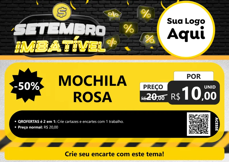 Modelo de Cartaz para Cartaz A4 Horizontal com o tema Setembro Imbatível para Papelaria