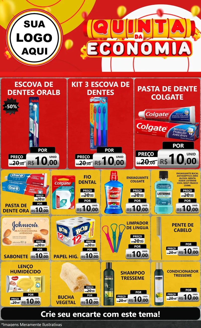 Modelo de Encarte para Encarte Grande com o tema Quinta da Economia para Higiene Pessoal