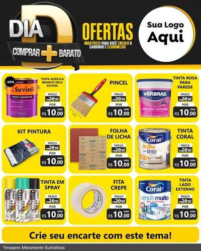 Modelo de Rede Social para Feed Instagram com o tema Dia D Mais Economia para Tintas e Ferramentas