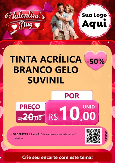 Modelo de Cartaz para Cartaz A4 Vertical com o tema Valentine's Day para Tintas e Ferramentas