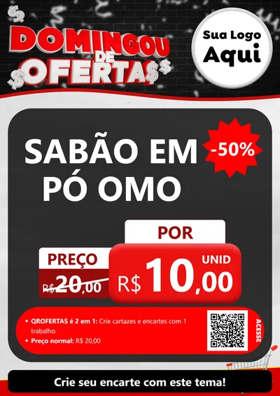 Modelo de Cartaz para Cartaz A4 Vertical com o tema Domingou de Ofertas para Produtos de Limpeza