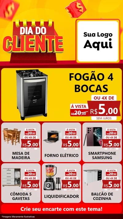 Modelo de Rede Social para Stories com o tema Dia do Cliente para Móveis e Eletro