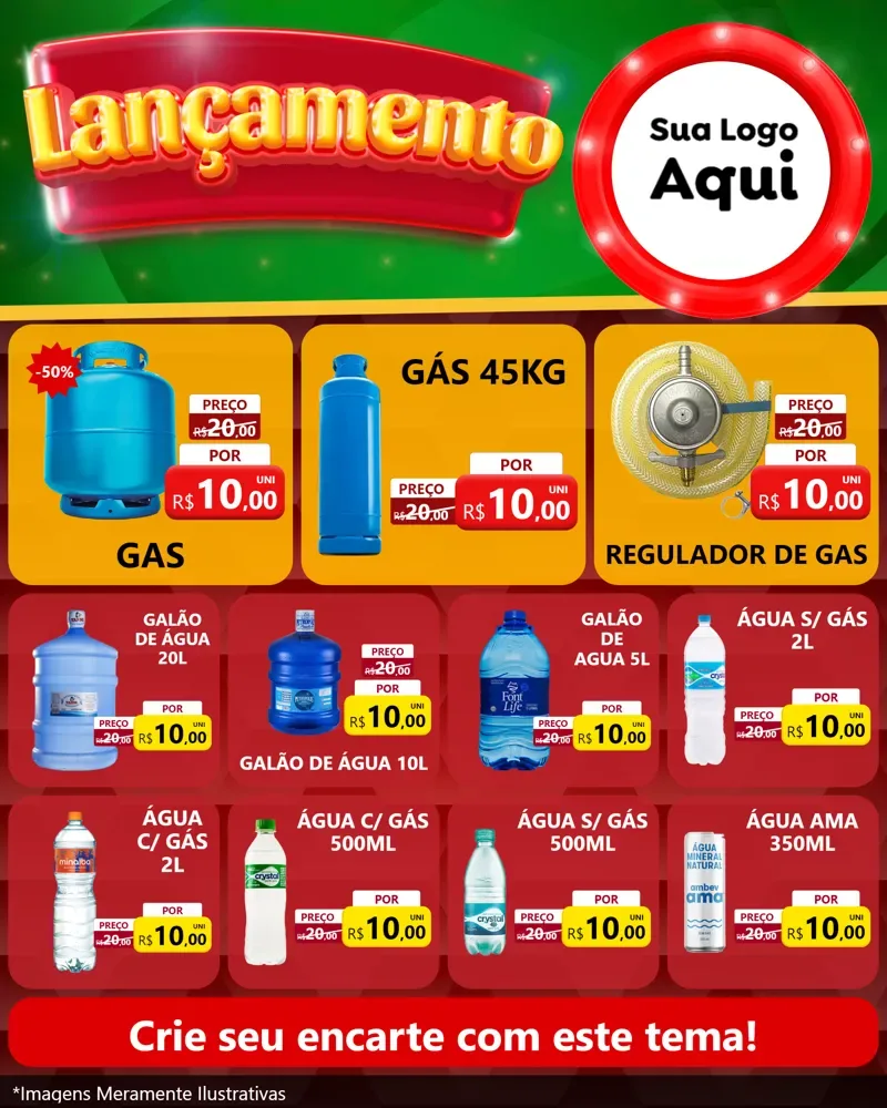 Modelo de Rede Social para Feed Instagram com o tema Lançamento para Água e gás