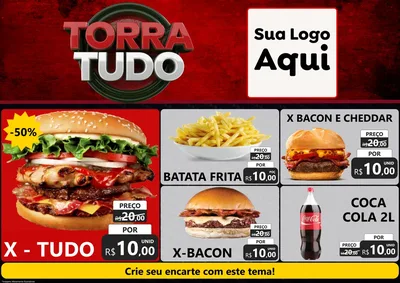 Modelo de Encarte para Encarte A4 Horizontal com o tema Torra Tudo para Hamburgueria