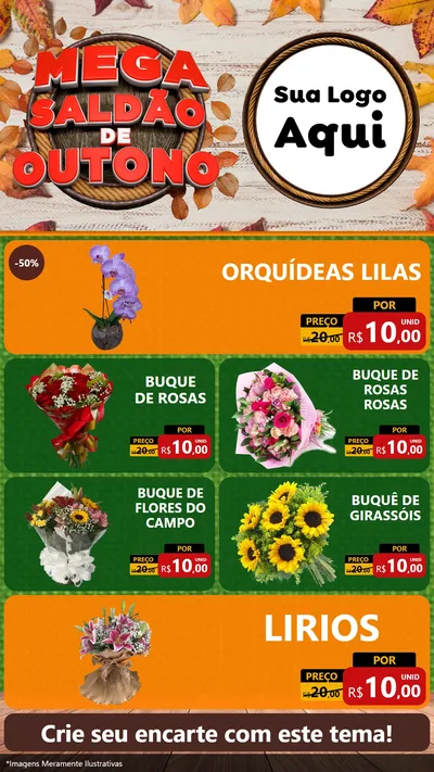 Modelo de TV para TV Vertical com o tema Mega Saldão de Outono para Floricultura e jardim