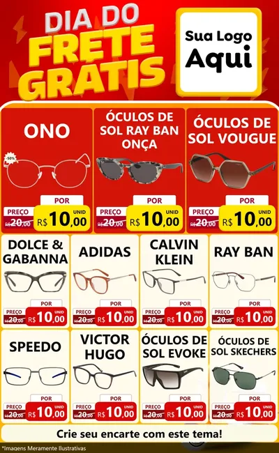 Modelo de Encarte para Encarte Grande com o tema Dia do Frete Grátis para Óticas