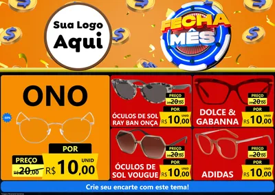Modelo de Encarte para Encarte A4 Horizontal com o tema Fecha Mês para Óticas
