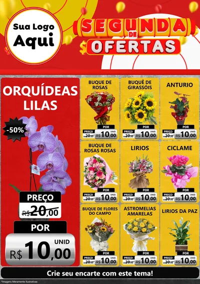 Modelo de Encarte para Encarte A4 Vertical com o tema Segunda de Ofertas para Floricultura e jardim