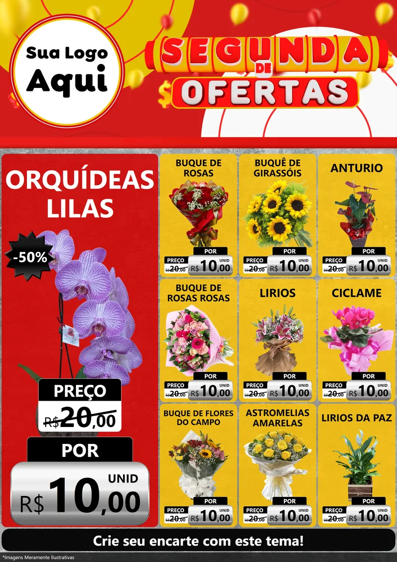 Modelo de Encarte para Encarte A4 Vertical com o tema Segunda de Ofertas para Floricultura e jardim
