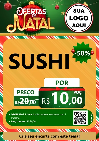 Modelo de Cartaz para Cartaz A4 Vertical com o tema Ofertas de Natal para Comida japonesa
