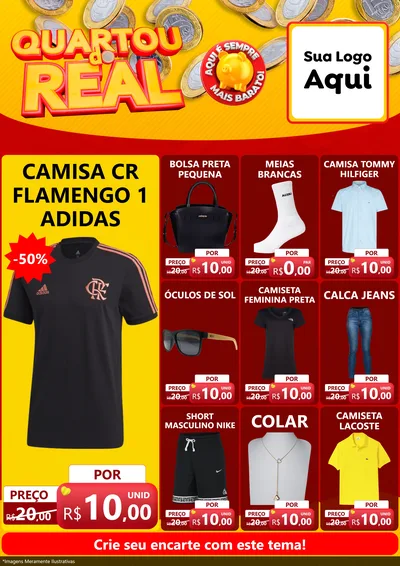 Modelo de Encarte para Encarte A4 Vertical com o tema Quartou do Real para Roupas e acessórios