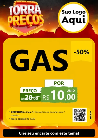 Modelo de Cartaz para Cartaz A4 Vertical com o tema Torra Preços para Água e gás