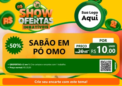 Modelo de Cartaz para Cartaz A4 Horizontal com o tema Show de Ofertas Imbatíveis para Produtos de Limpeza