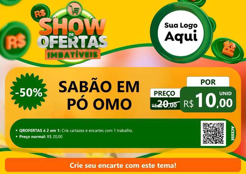 Modelo de Cartaz para Cartaz A4 Horizontal com o tema Show de Ofertas Imbatíveis para Produtos de Limpeza