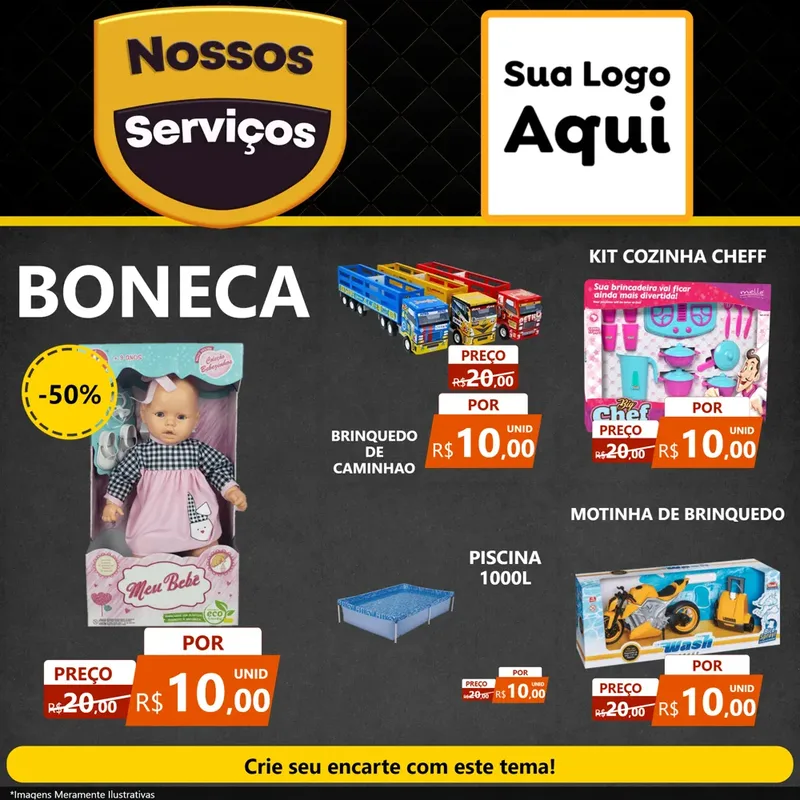 Modelo de Rede Social para Feed Facebook com o tema Nossos Serviços para Brinquedos