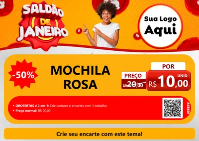 Modelo de Cartaz para Cartaz A4 Horizontal com o tema Saldão de Janeiro para Papelaria