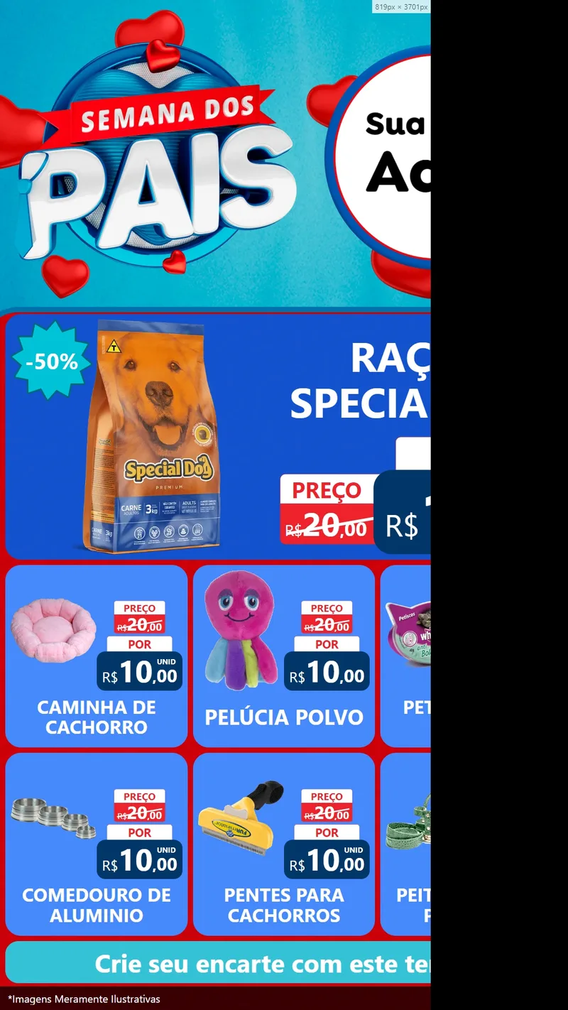 Modelo de Rede Social para Stories com o tema Semana Dos Pais para Pet Shop