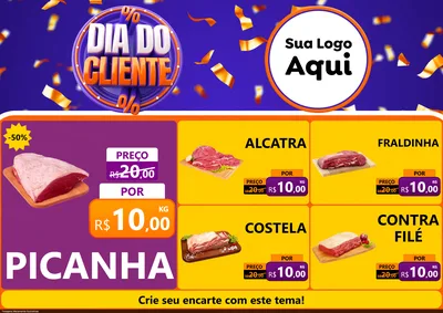 Modelo de Encarte para Encarte A4 Horizontal com o tema Dia do Cliente para Açougue