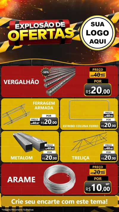Modelo de TV para TV Vertical com o tema Explosão de Ofertas para Ferragens