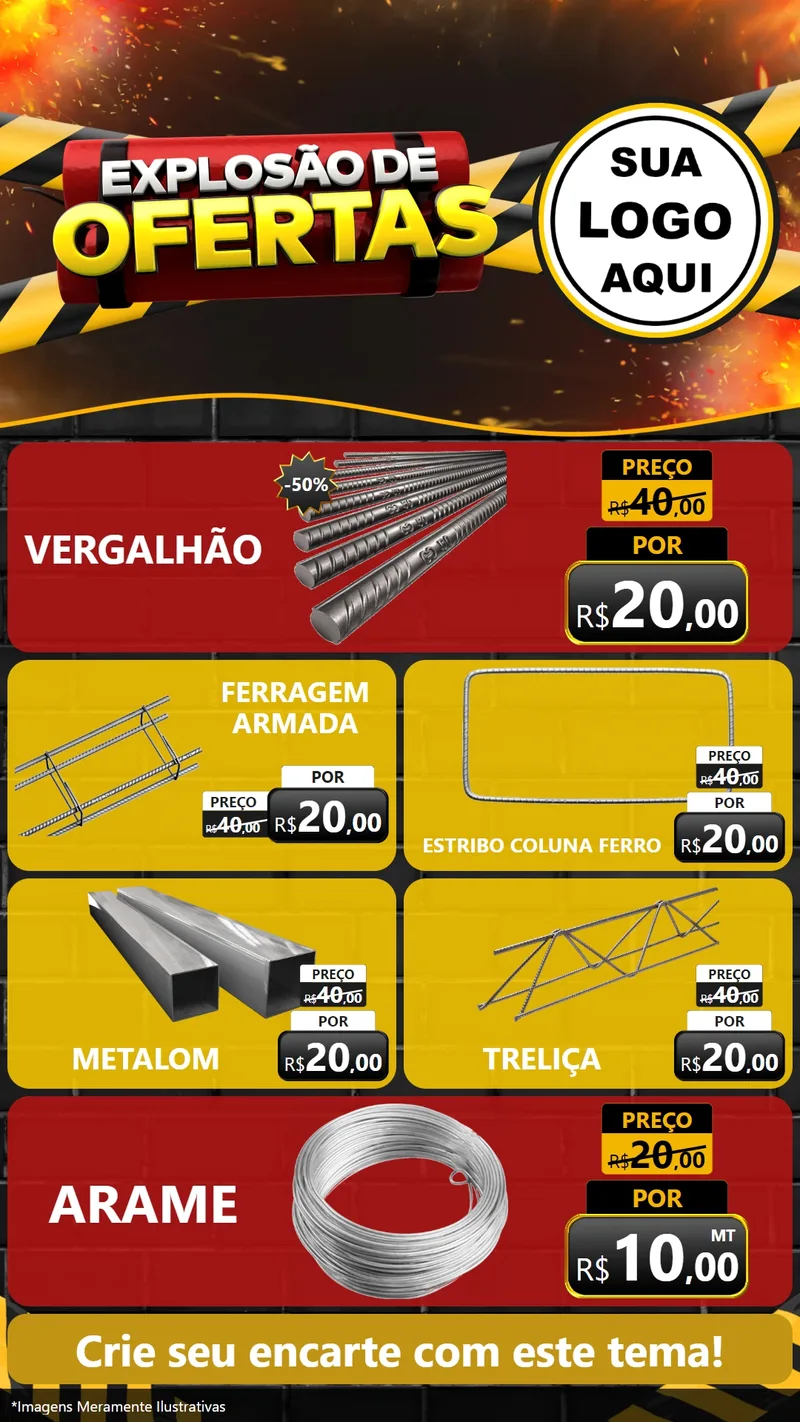 Modelo de TV para TV Vertical com o tema Explosão de Ofertas para Ferragens