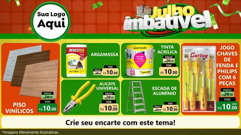 Modelo de TV para TV Horizontal com o tema Julho Imbatível para Material para Construção