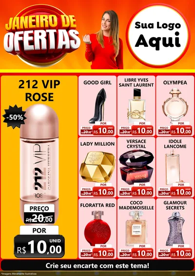 Modelo de Encarte para Encarte A4 Vertical com o tema Janeiro de Ofertas para Perfumes