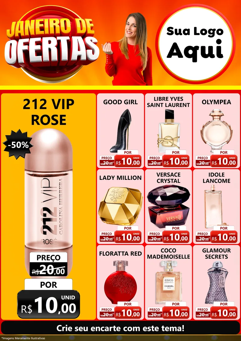 Modelo de Encarte para Encarte A4 Vertical com o tema Janeiro de Ofertas para Perfumes