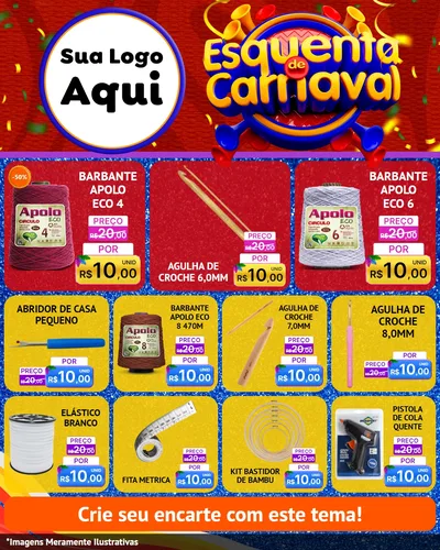 Modelo de Rede Social para Feed Instagram com o tema Esquenta de Carnaval para Armarinho e Aviamentos