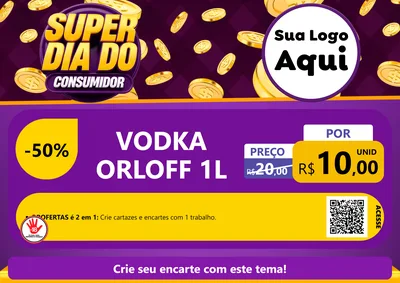 Modelo de Cartaz para Cartaz A4 Horizontal com o tema Super Dia do Consumidor para Distribuidora de bebidas