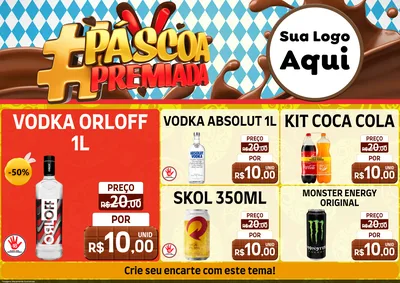 Modelo de Encarte para Encarte A4 Horizontal com o tema Páscoa Premiada para Distribuidora de bebidas