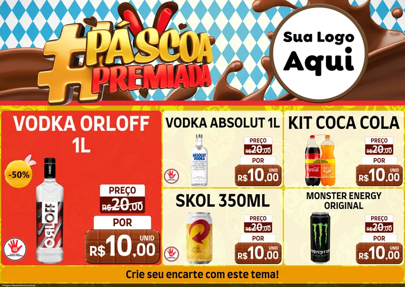 Modelo de Encarte para Encarte A4 Horizontal com o tema Páscoa Premiada para Distribuidora de bebidas