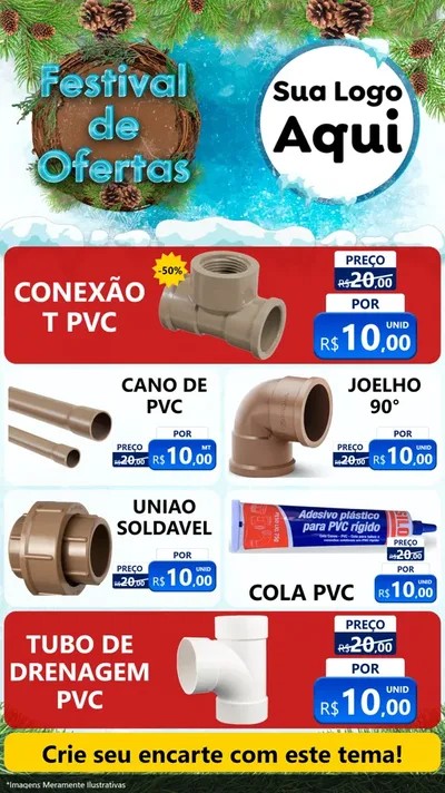 Modelo de TV para TV Vertical com o tema Festival de Ofertas - Inverno para Tubos e conexões