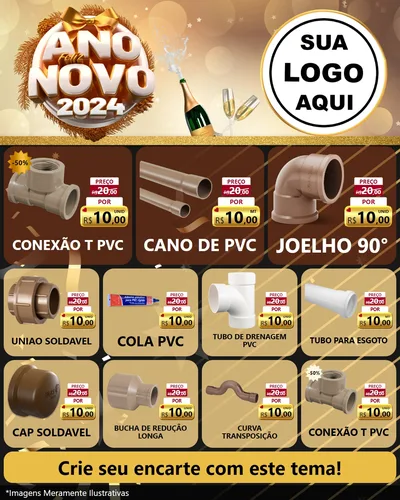 Modelo de Rede Social para Feed Instagram com o tema Feliz Ano Novo 2027 para Tubos e conexões