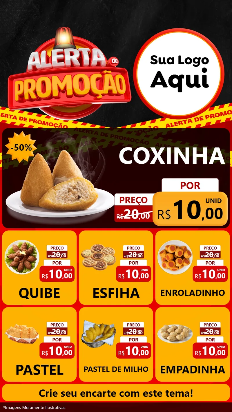 Modelo de Rede Social para Stories com o tema Alerta de Promoção para Salgadaria