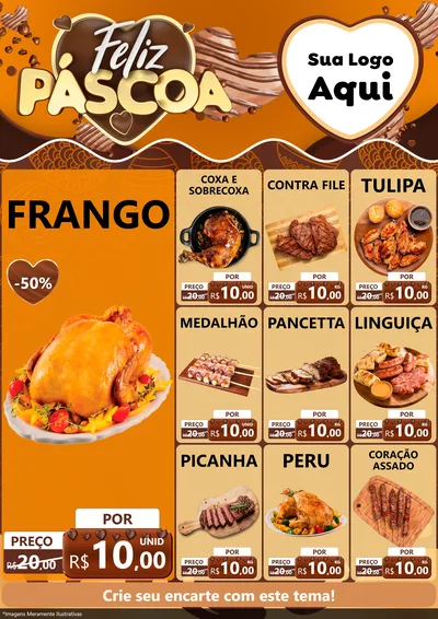 Modelo de Encarte para Encarte A4 Vertical com o tema Feliz Páscoa para Assados