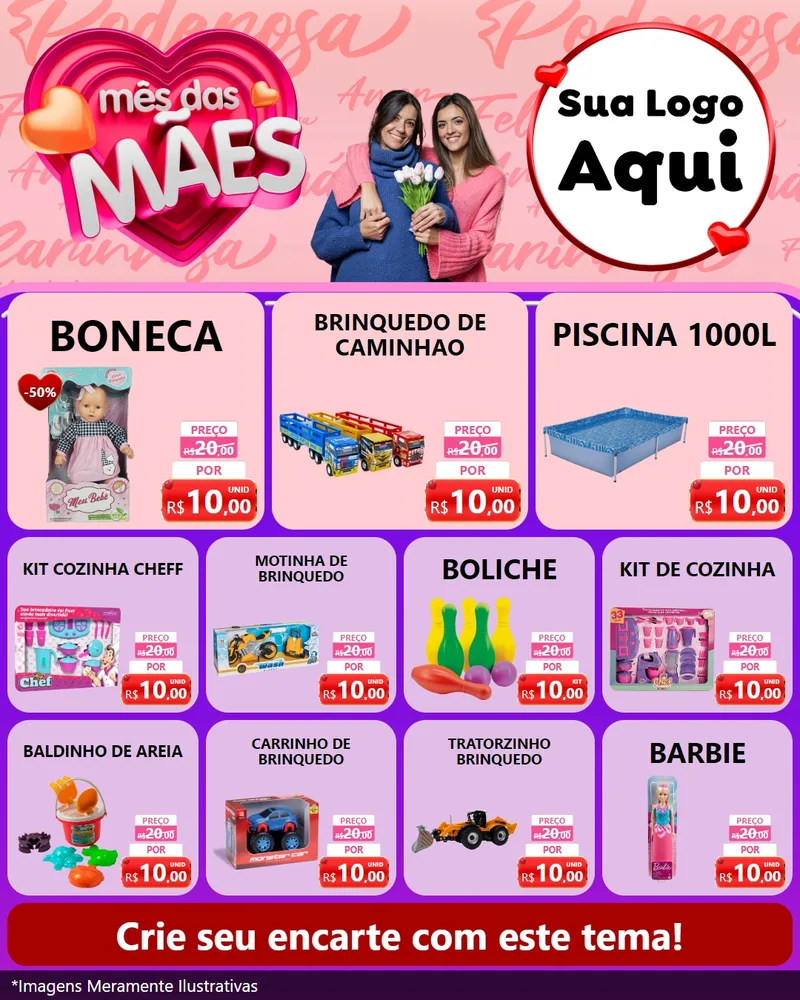 Modelo de Rede Social para Feed Instagram com o tema Mês Das Mães para Brinquedos
