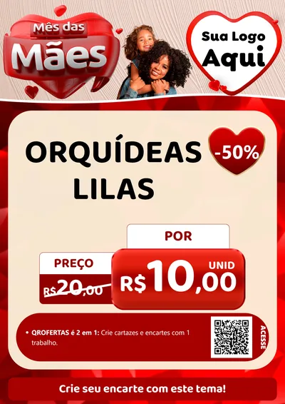 Modelo de Cartaz para Cartaz A4 Vertical com o tema Mês das Mães para Floricultura e jardim