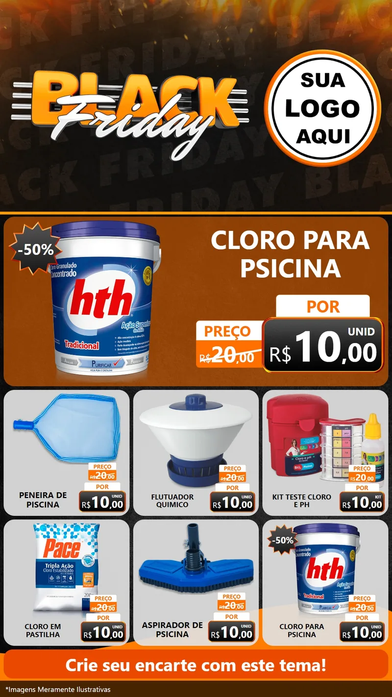 Modelo de Rede Social para Stories com o tema Black Friday para Produtos para Piscina