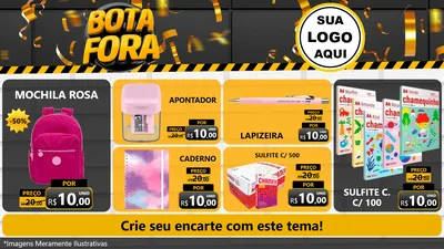 Modelo de TV para TV Horizontal com o tema Bota Fora para Papelaria
