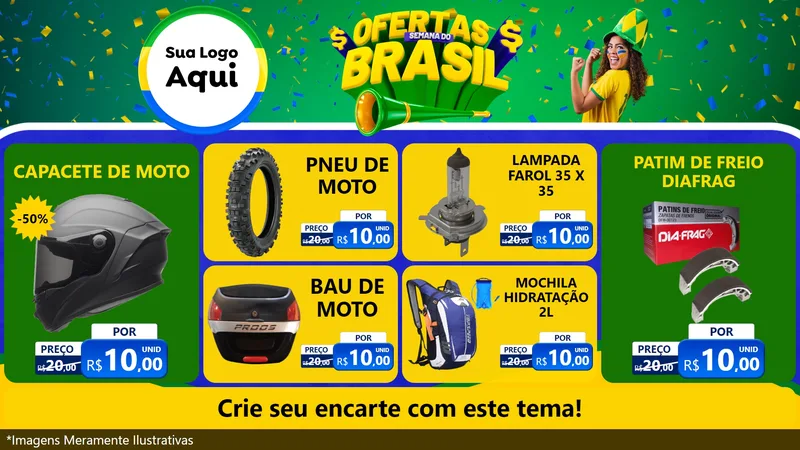 Modelo de TV para TV Horizontal com o tema Ofertas Semana do Brasil para Moto peças