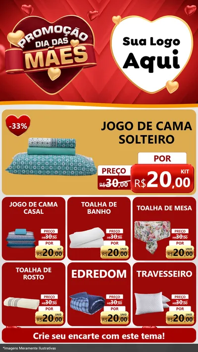 Modelo de Rede Social para Stories com o tema Promoção Dia das Mães para Cama, Mesa e Banho