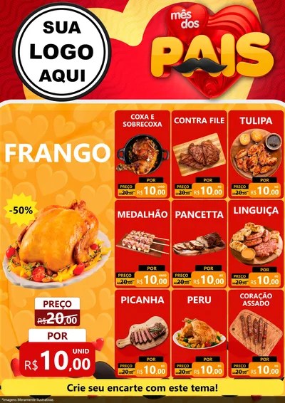 Modelo de Encarte para Encarte A4 Vertical com o tema Mês Dos Pais para Assados