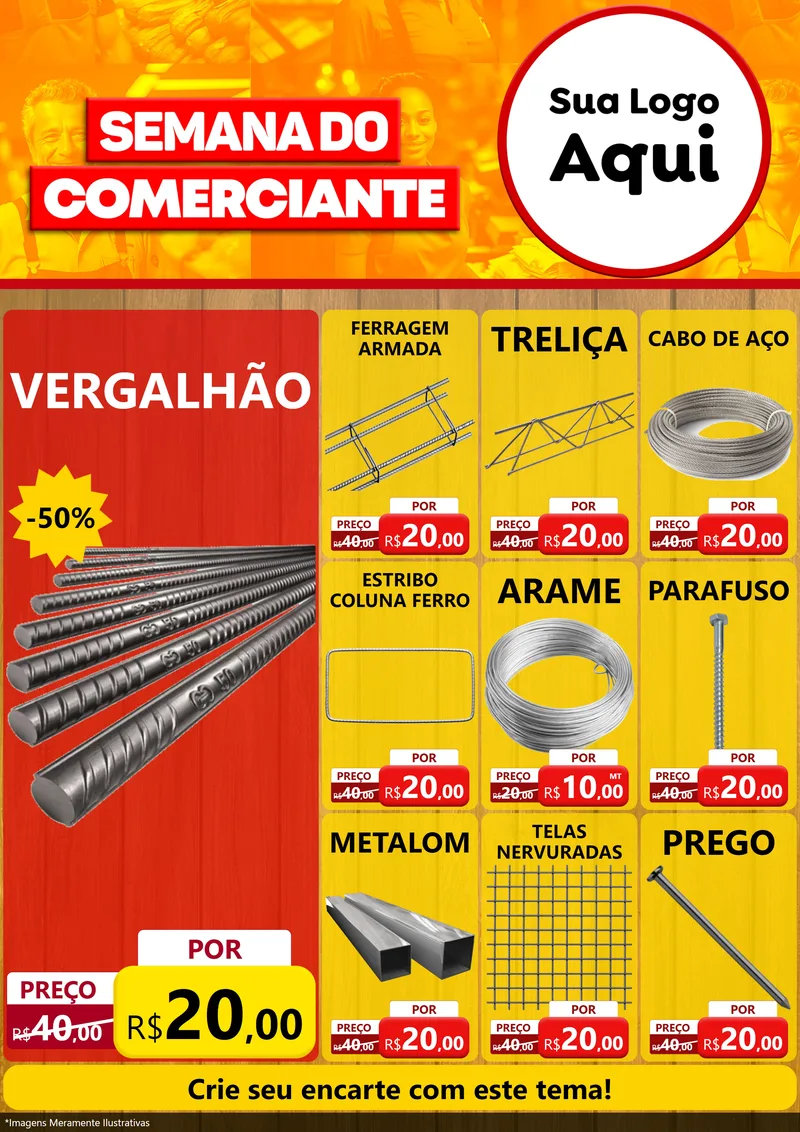 Modelo de Encarte para Encarte A4 Vertical com o tema Semana do Comerciante para Ferragens