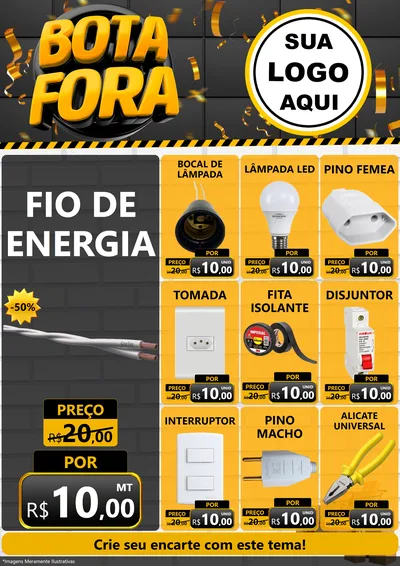 Modelo de Encarte para Encarte A4 Vertical com o tema Bota Fora para Materiais Elétricos
