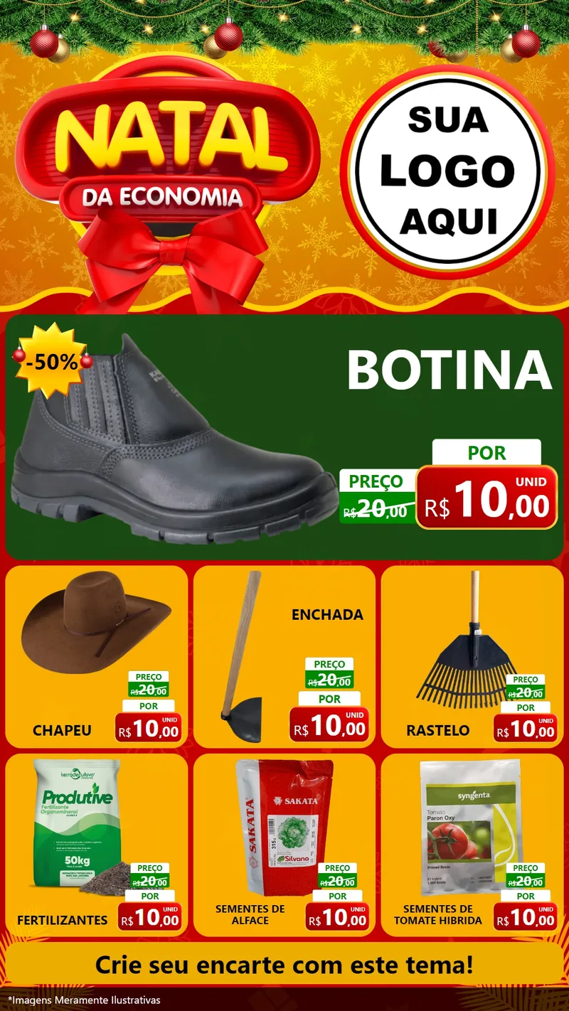 Modelo de Rede Social para Stories com o tema Natal da Economia para Agropecuária