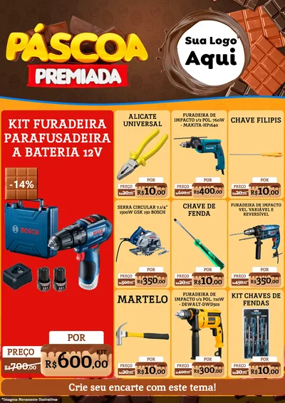 Modelo de Encarte para Encarte A4 Vertical com o tema Páscoa Premiada para Maquinas e Ferramentas